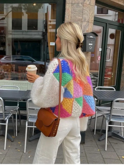 Stribet cardigan med knapper
