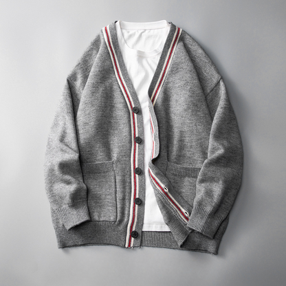 Stribet retro-strikcardigan til damer
