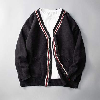 Stribet retro-strikcardigan til damer