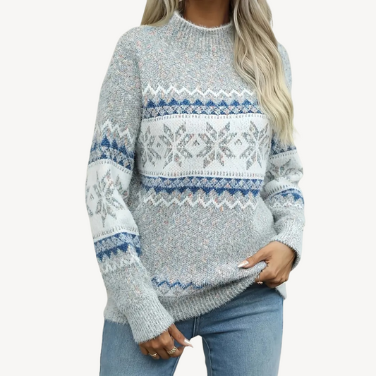 Striktrøje til damer med Fair Isle-mønster