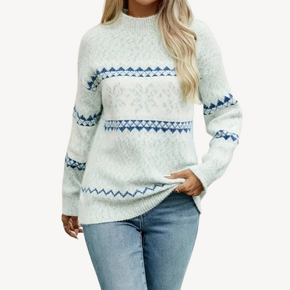 Striktrøje til damer med Fair Isle-mønster