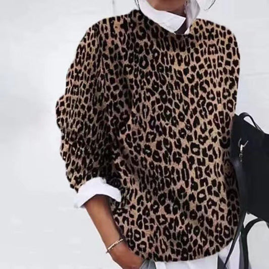 Striktrøje til damer med leopardprint | Afslappet og moderigtig trøje med dyreprint