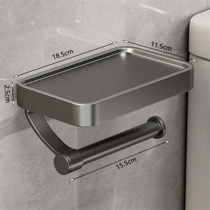 Toiletpapirholder i rustfrit stål med hylde