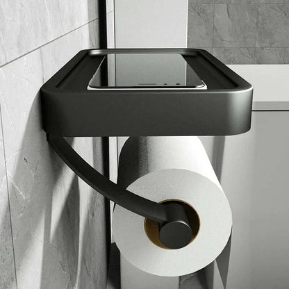 Toiletpapirholder i rustfrit stål med hylde
