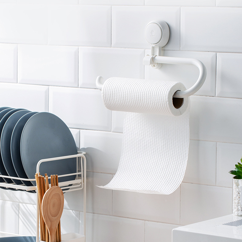 Toiletpapirholder med sugekop uden boring og trælook – rustfrit stål, nem montering på glatte overflader