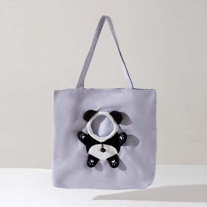 Transporttaske til kæledyr i lærred med dyremotiv