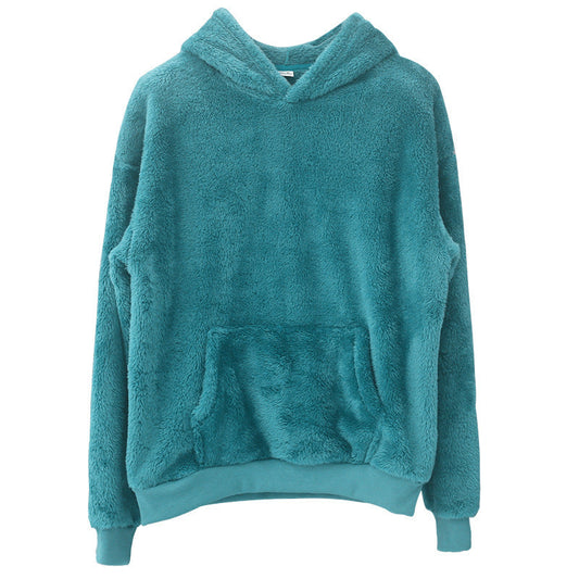Unisex hyggelig teddyfleece-hættetrøje med oversized pasform og kængurulomme