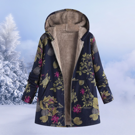 Varm fleecejakke med hætte og lynlås til damer - Vinterjakke i teddyfleece