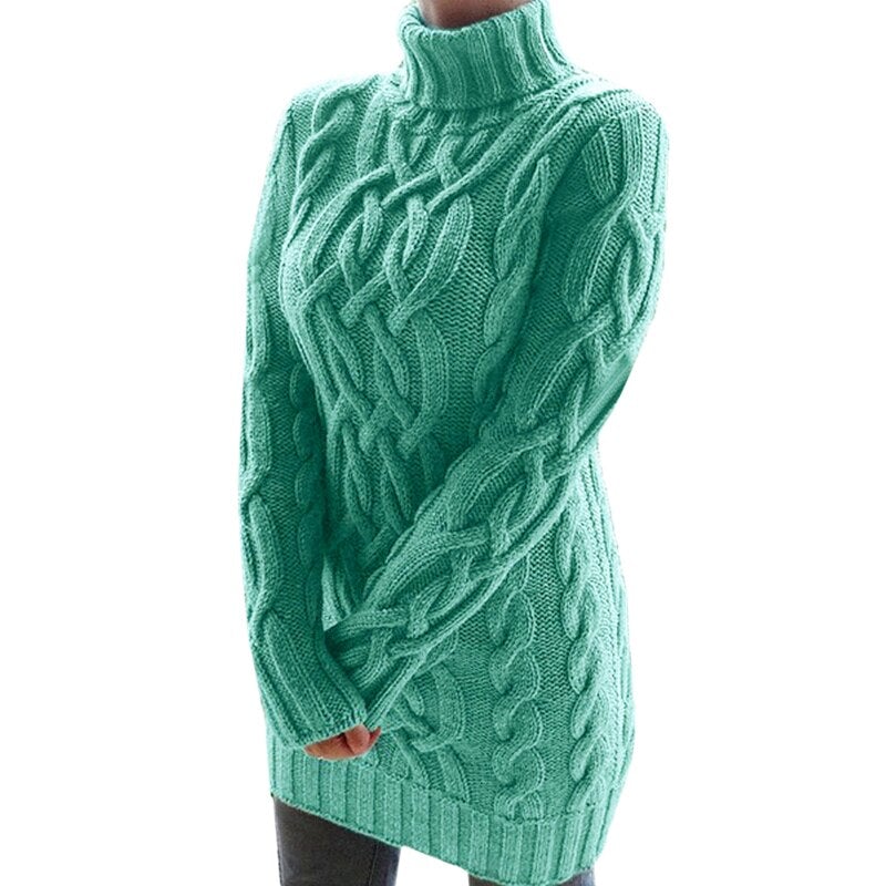 Sophie | Robe Pull Femme Col Roulé Tricot Côtelé - Image 1
