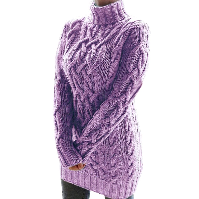 Sophie | Robe Pull Femme Col Roulé Tricot Côtelé - Image 2