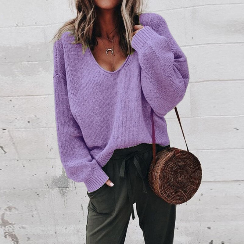 Vérane | Pull ample à col en V pour femme - Image 7