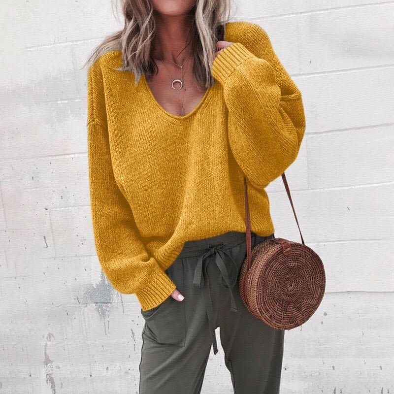 Vérane | Pull ample à col en V pour femme - Image 4