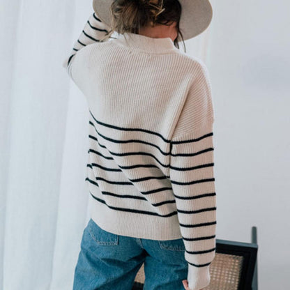 Mara | Pull rayé à col zippé pour femme - Image 3